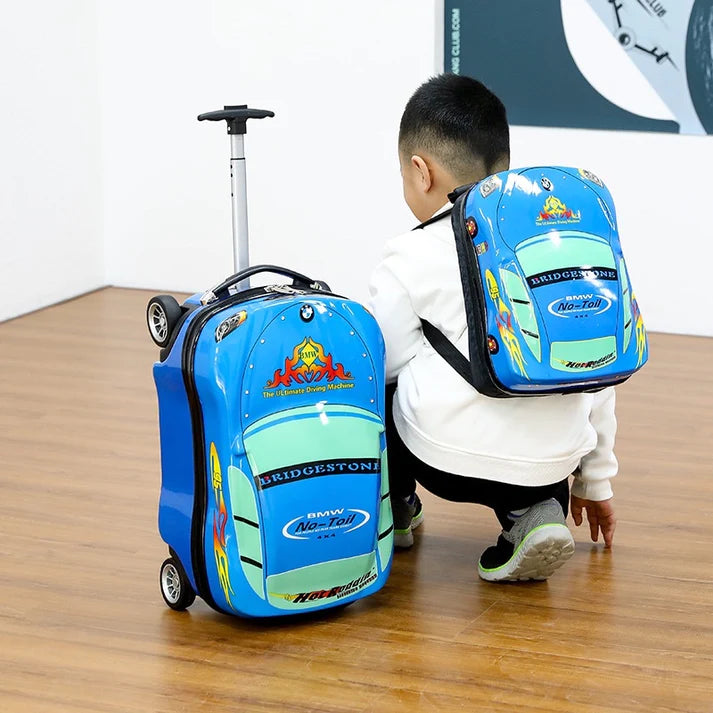 Car-Shaped Trolley Bag with Backpack : Travel in Style
