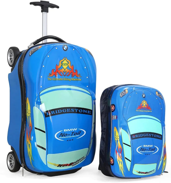 Car-Shaped Trolley Bag with Backpack : Travel in Style