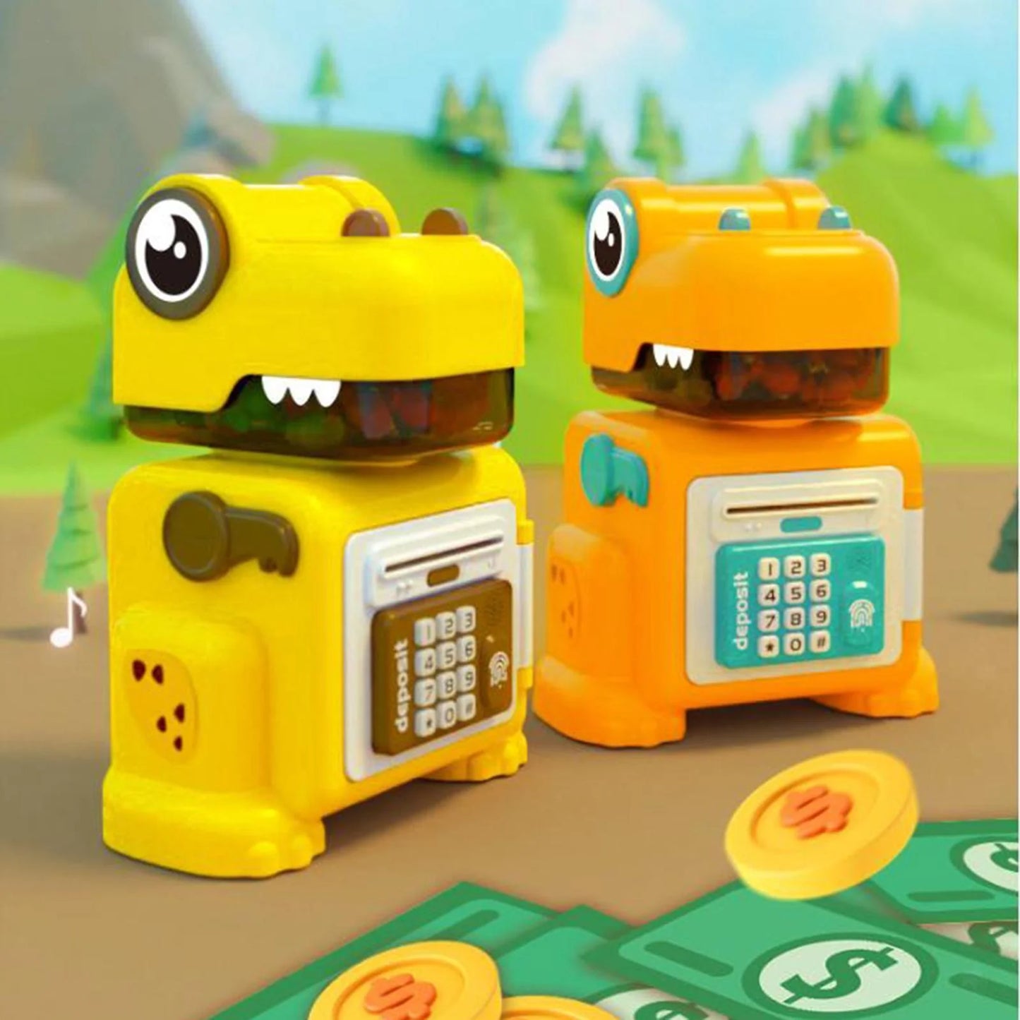 Dinosaur ATM with Secret Storage | Electronic, Finger Touch & Password