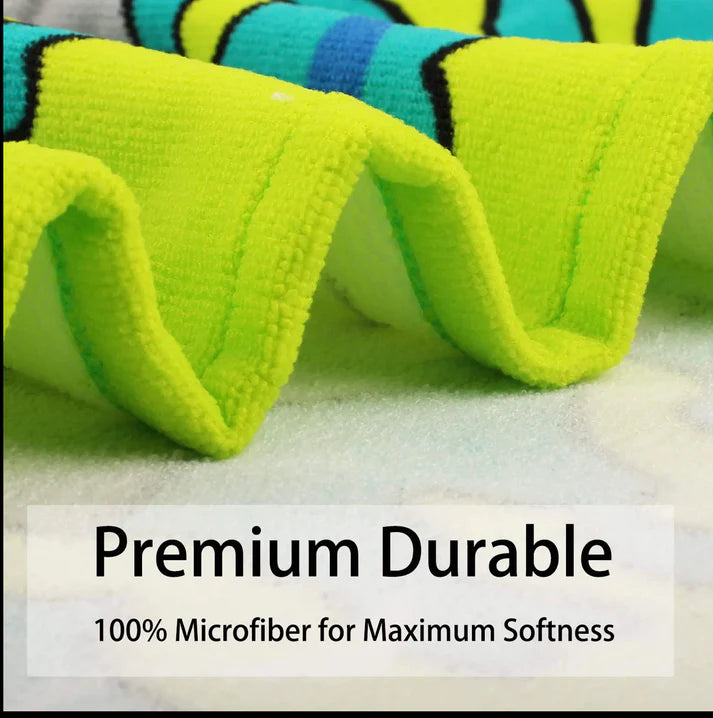 Fun and Playful - Adorable Cartoon Print Hooded Microfiber Baby Bath Towel