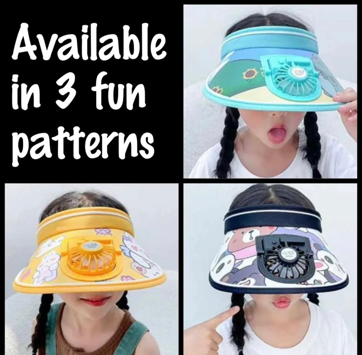 CoolBreeze kids' fan visor hat