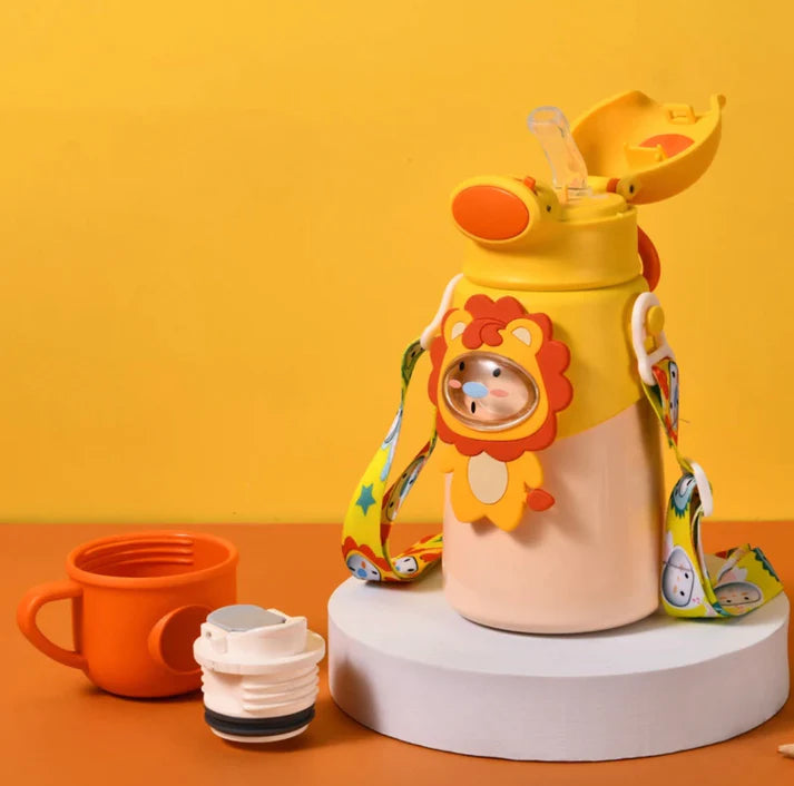 3D Animal Hanging Steel Sipper with 2 caps