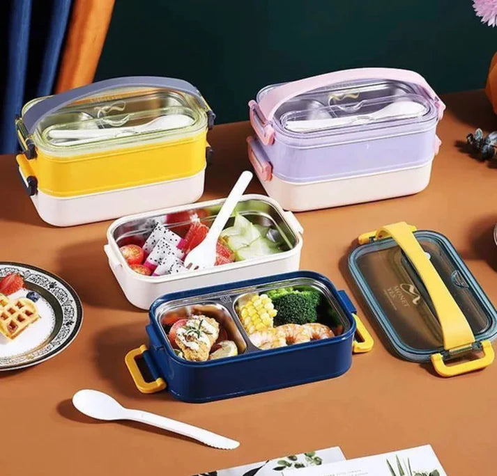 Double Decker Bento Stainless Steel Lunch box with Handle