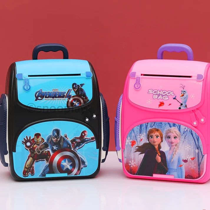 Kids Backpack Design Piggy Bank with Finger Press Functions