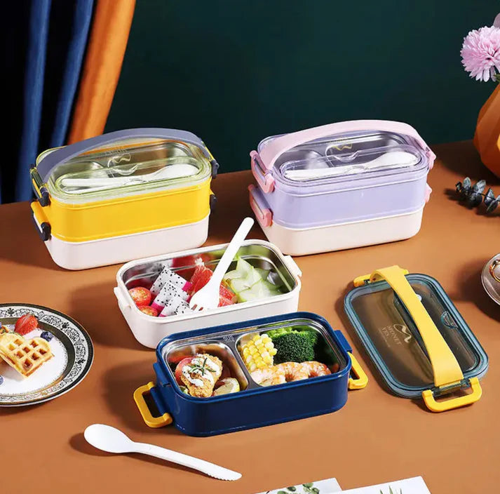 Double Decker Bento Stainless Steel Lunch box with Handle