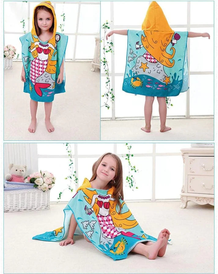 Fun and Playful - Adorable Cartoon Print Hooded Microfiber Baby Bath Towel