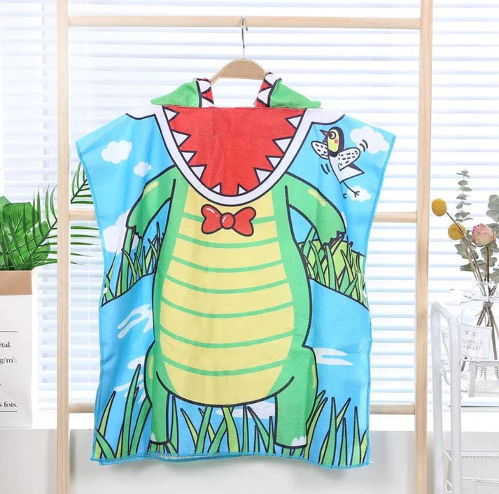 Fun and Playful - Adorable Cartoon Print Hooded Microfiber Baby Bath Towel