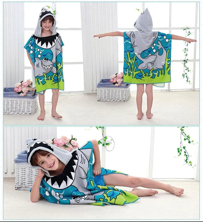 Fun and Playful - Adorable Cartoon Print Hooded Microfiber Baby Bath Towel