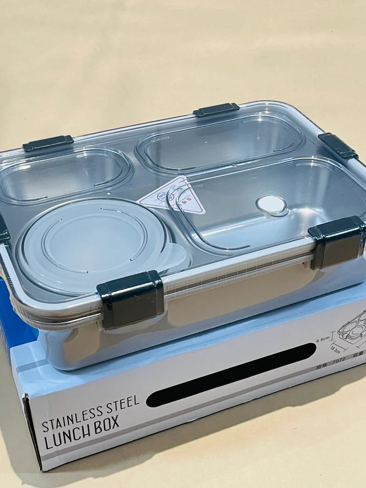 4 compartments Bento Steel Lunchbox for Adults/Teenagers