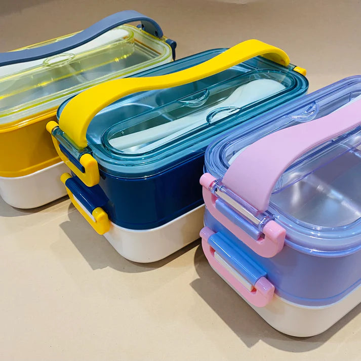 Double Decker Bento Stainless Steel Lunch box with Handle